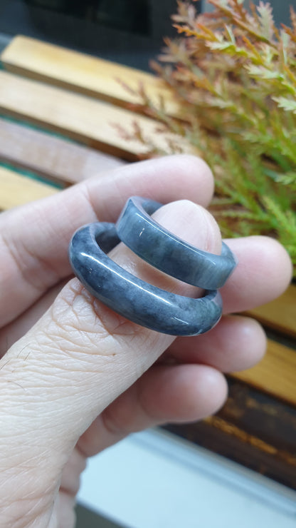 Elegant Gray Jade Rings 8.25US and 15US Type A Natural Jadeite
