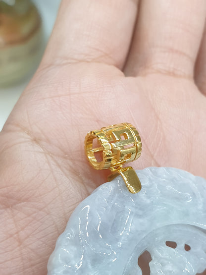 White Horse Jade Pendant | Solid 18K Gold | Type A Natural Jadeite