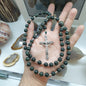 Jade Rosary Necklace 30inch - Black-Green Beads, Type A Natural  Jadeite