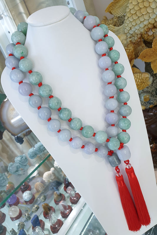 Jade Japa Mala | 18 mm Vintage Jadeite Beads - Type A | Handcrafted Meditation Beads