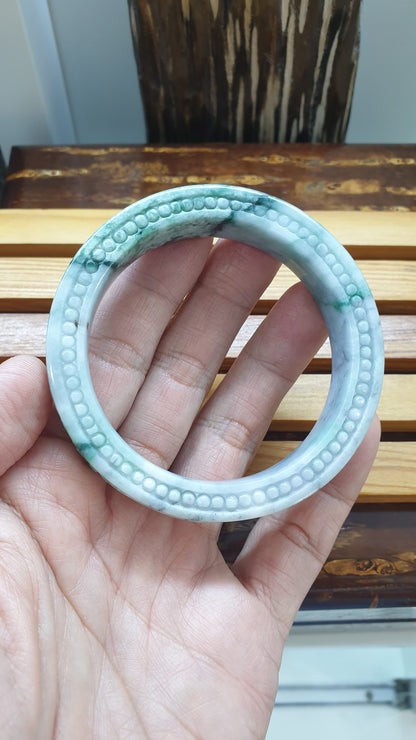 Jade Floral Bangle S58.5 Natural Ash Lavender Fei Cui Myanmar Jadeite