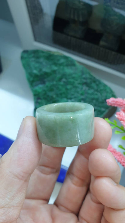 Celadon Green Jade Archers Ring 9.75US 11.25US 12.25US Type A Myanmar Jadeite
