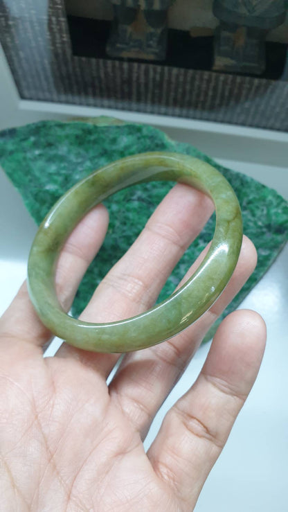 Green Jade Classic Bangle S59 Fei Cui Myanmar Natural Jadeite Type A