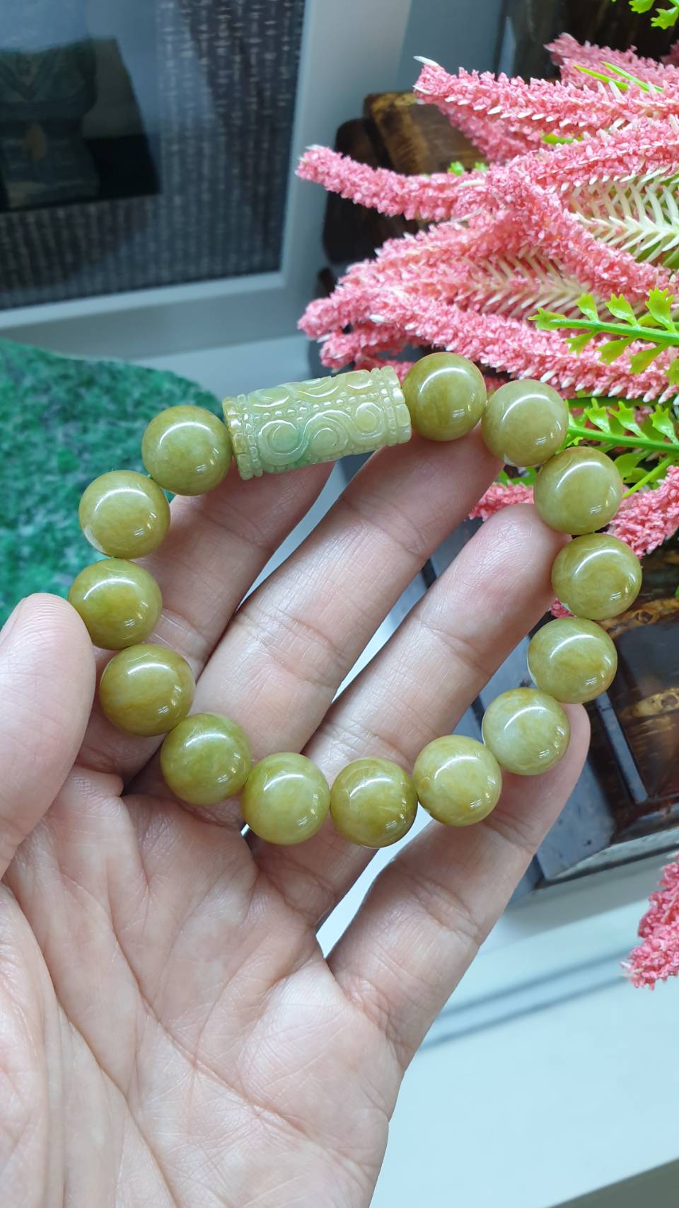 Honey Jade Wish Bracelet 17cm Type A Myanmar Jadeite Natural Yellow Brown