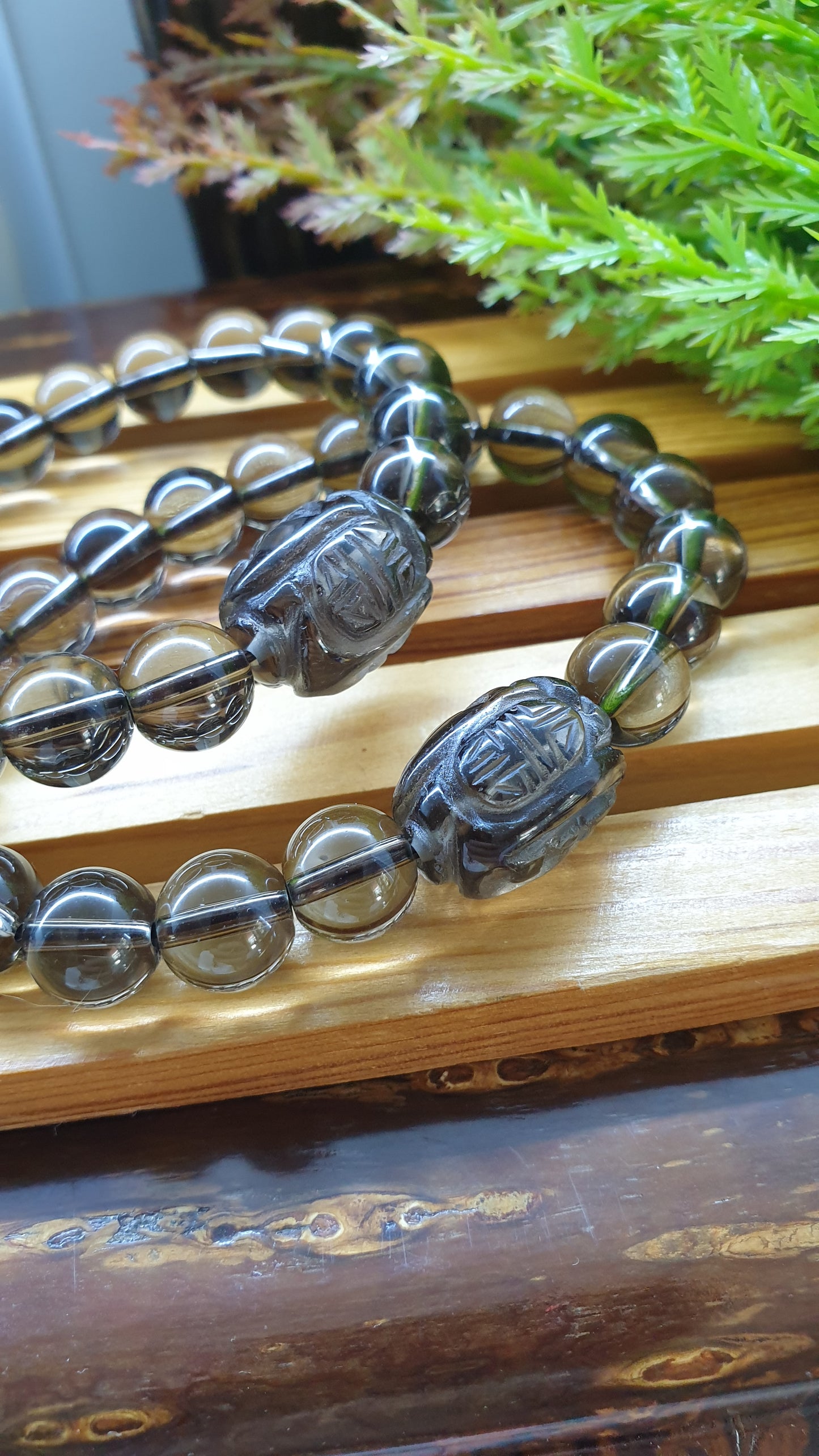 Smoky Quartz Wealth Bracelets 17cm, Natural Semiprecious Stone Beads