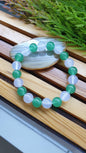 Green Aventurine White Chalcedony Bracelet 17cm Natural Semiprecious Stone Alternate Beads