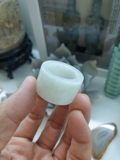Yellow-White Jade Archer's Ring (US 12.25) | Authentic Type A Jadeite | His or Hers Accessory