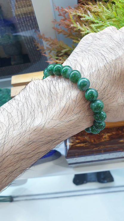 Mawsitsit Fei Cui Bracelet 17cm Watery Translucent Type A Natural Jade 10.5mm Beads