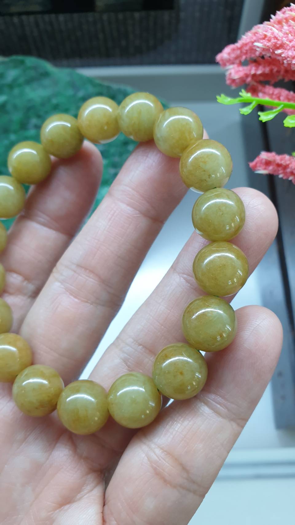 Honey Brown Jade Bracelet 17cm Fei Cui Type A Myanmar Jadeite Natural Golden Tone
