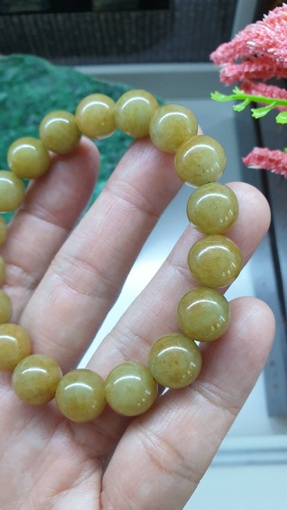 Honey Brown Jade Bracelet 17cm Fei Cui Type A Myanmar Jadeite Natural Golden Tone