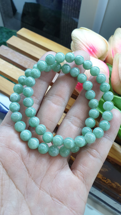 Green Jade Beaded Bracelet 17cm Type A Myanmar Jadeite