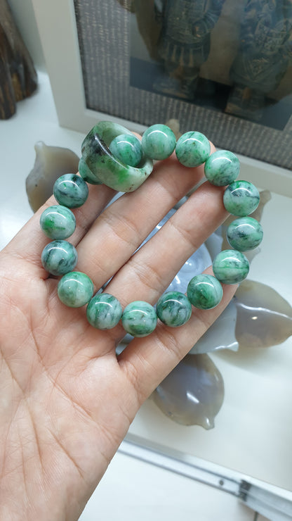 Spinning Ring Jade Charm Bracelet | Fei Cui Natural Jadeite | His or Hers Luxury Wrist Candy