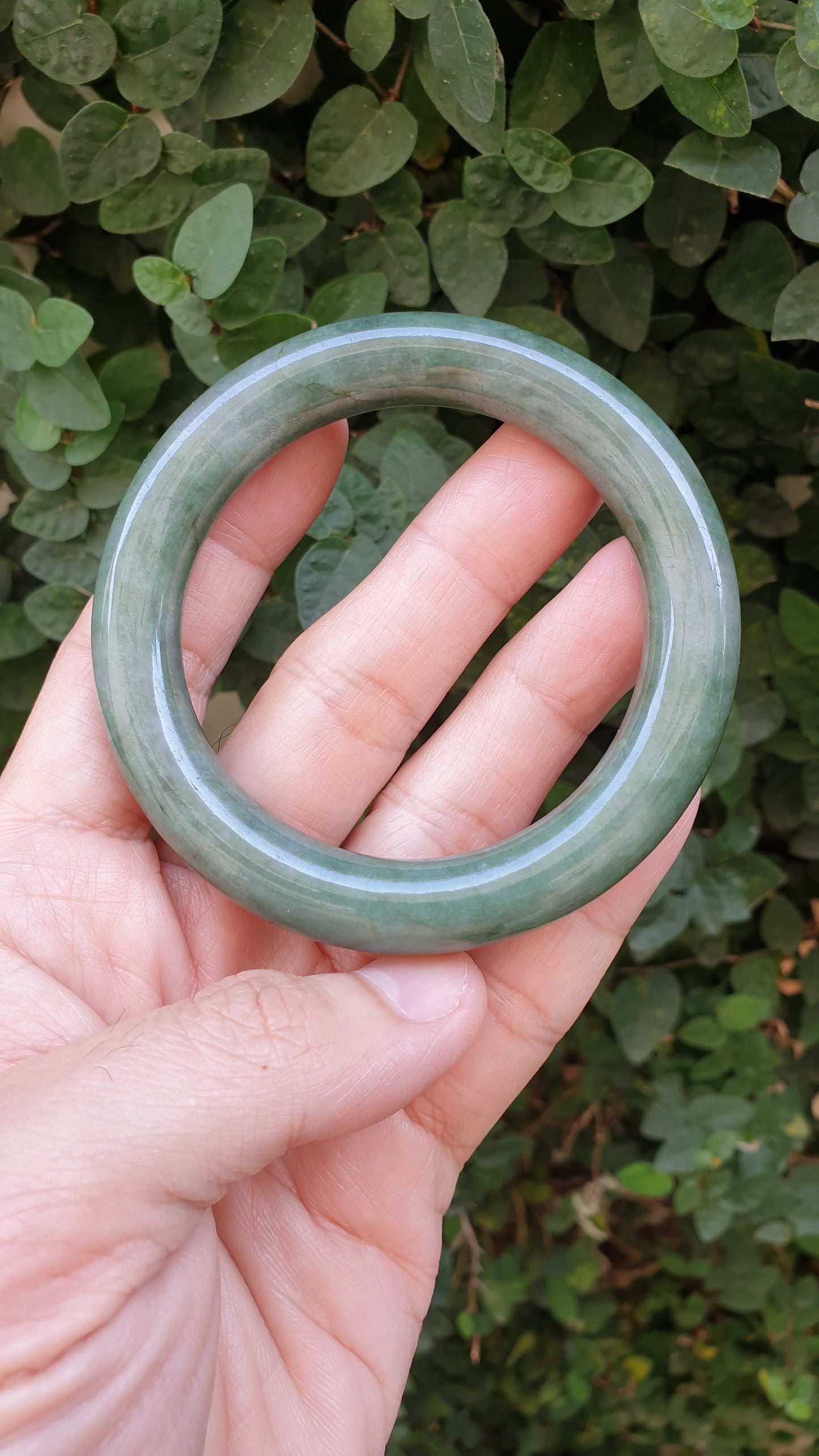 Green Jade Cylindrical Bangle S57.5 Fei Cui Type A Burma Jadeite