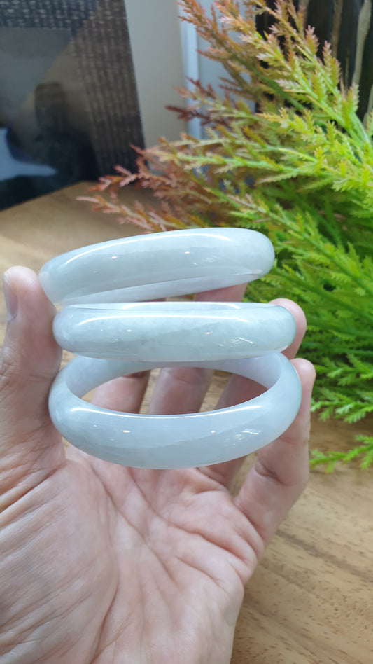 White Jade Vintage Bangles S57 S58.5 S59 Type A Myanmar Jadeite