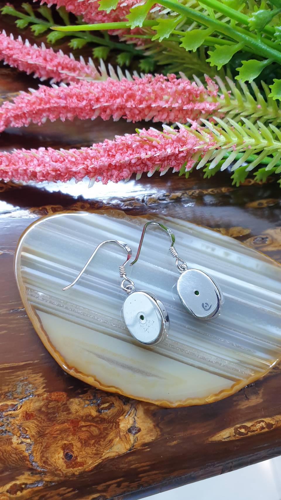 Apple Green Jade Sterling Silver Hook Earrings Type A Natural Myanmar Jadeite