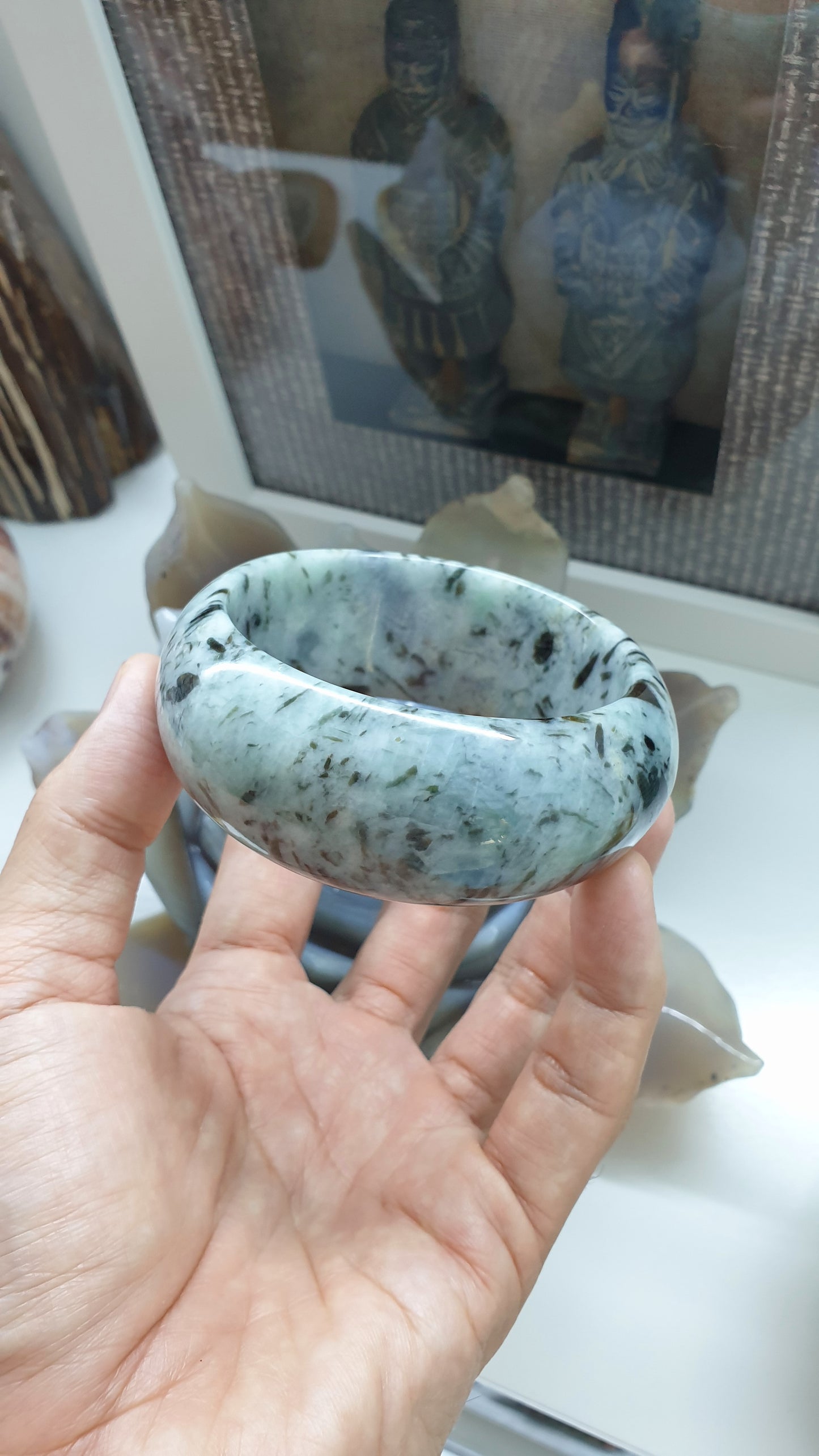 Celestial Blue Jade Domed Bangle - Type A Natural Jadeite