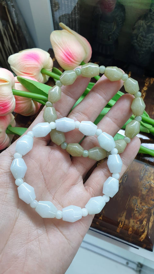 Jade Bi-Coned Beads Bracelets (17 cm) | Type A Natural Jadeite| His or Hers Wrist Accessory