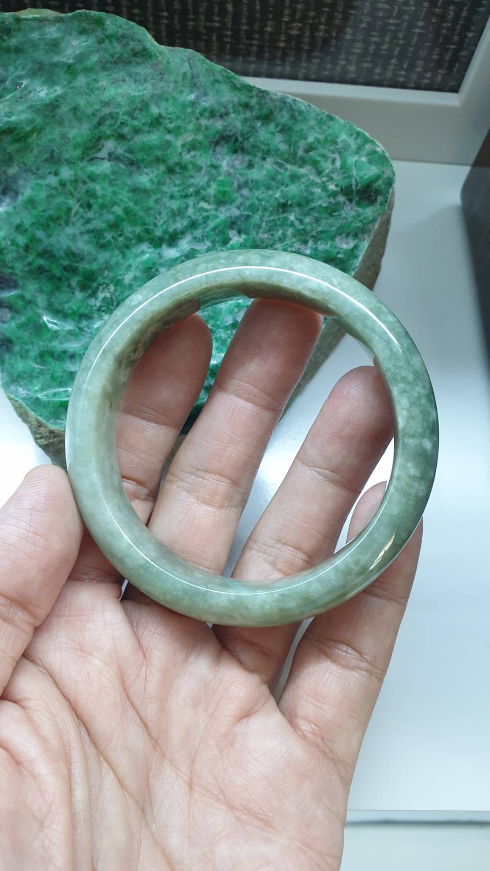 Jade Everyday Bangle S59 Velvet Green Type A Myanmar Jadeite