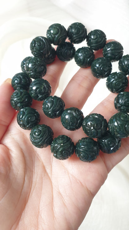Black Green Jade Ru Yi Bracelets 17cm Fei Cui Myammar Jadeite Type A
