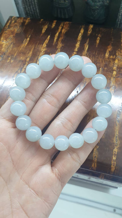 Icy Lavender-Blue Jade Bracelet (17.5 cm) | Type A Jadeite Vintage Beads | His or Hers Wrist Accessory