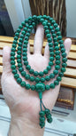 108 Beads Malachite Japa Mala Meditation Necklace Natural Semiprecious Stone