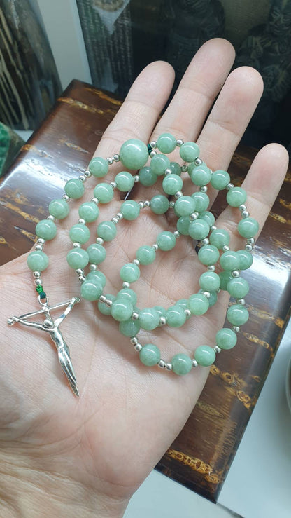 Jade Beads Rosary 27inch - Type A Natural Light Green Jadeite