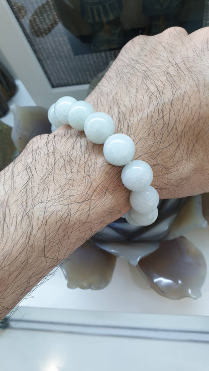 Light Green Jade Breads Bracelet 18cm Type A Natural Jadeite