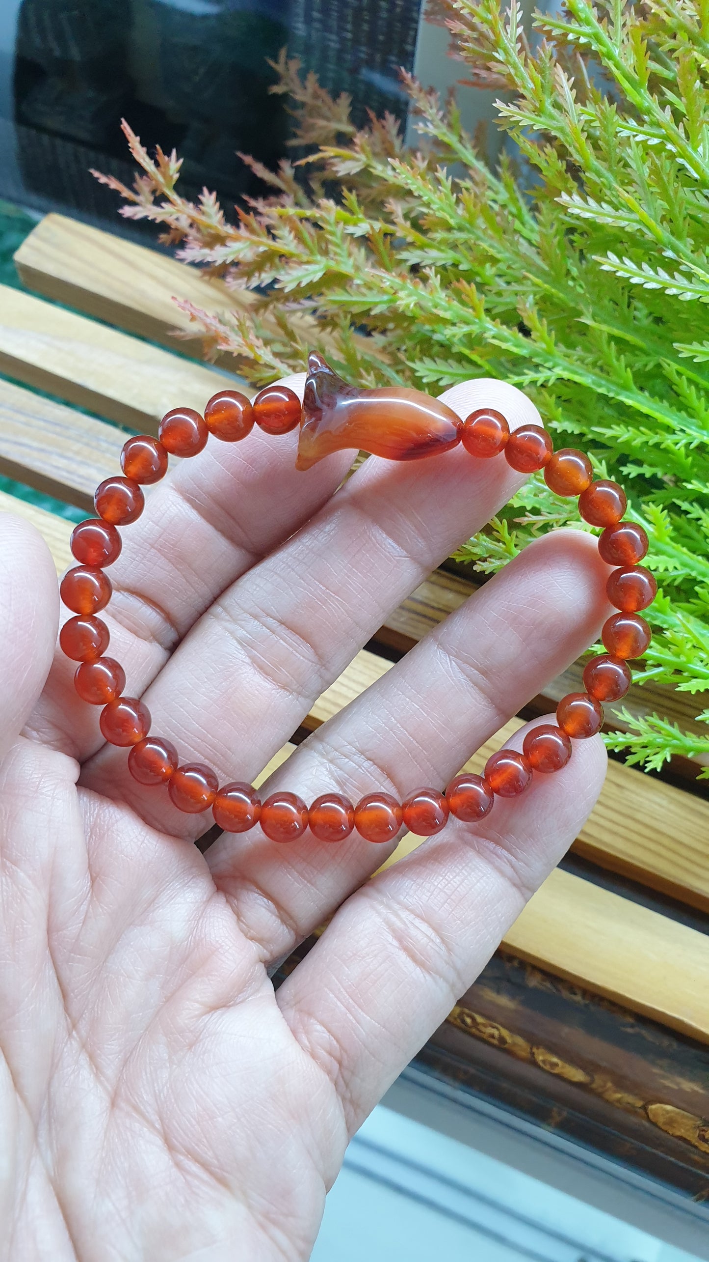 Carnelian Bracelets with Tulip Charms 17cm Natural Semiprecious Stone Beads