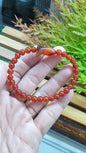 Carnelian Bracelets with Tulip Charms 17cm Natural Semiprecious Stone Beads