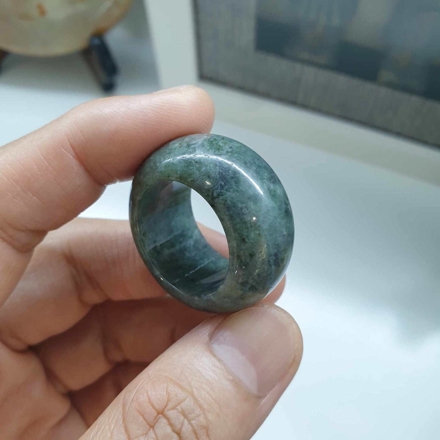 Gray Jade Domed Ring (12.25 US) | Type A Natural Jadeite