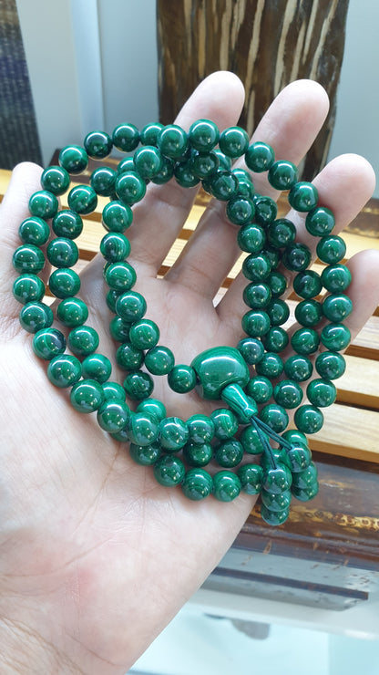 108 Beads Malachite Japa Mala Meditation Necklace Natural Semiprecious Stone