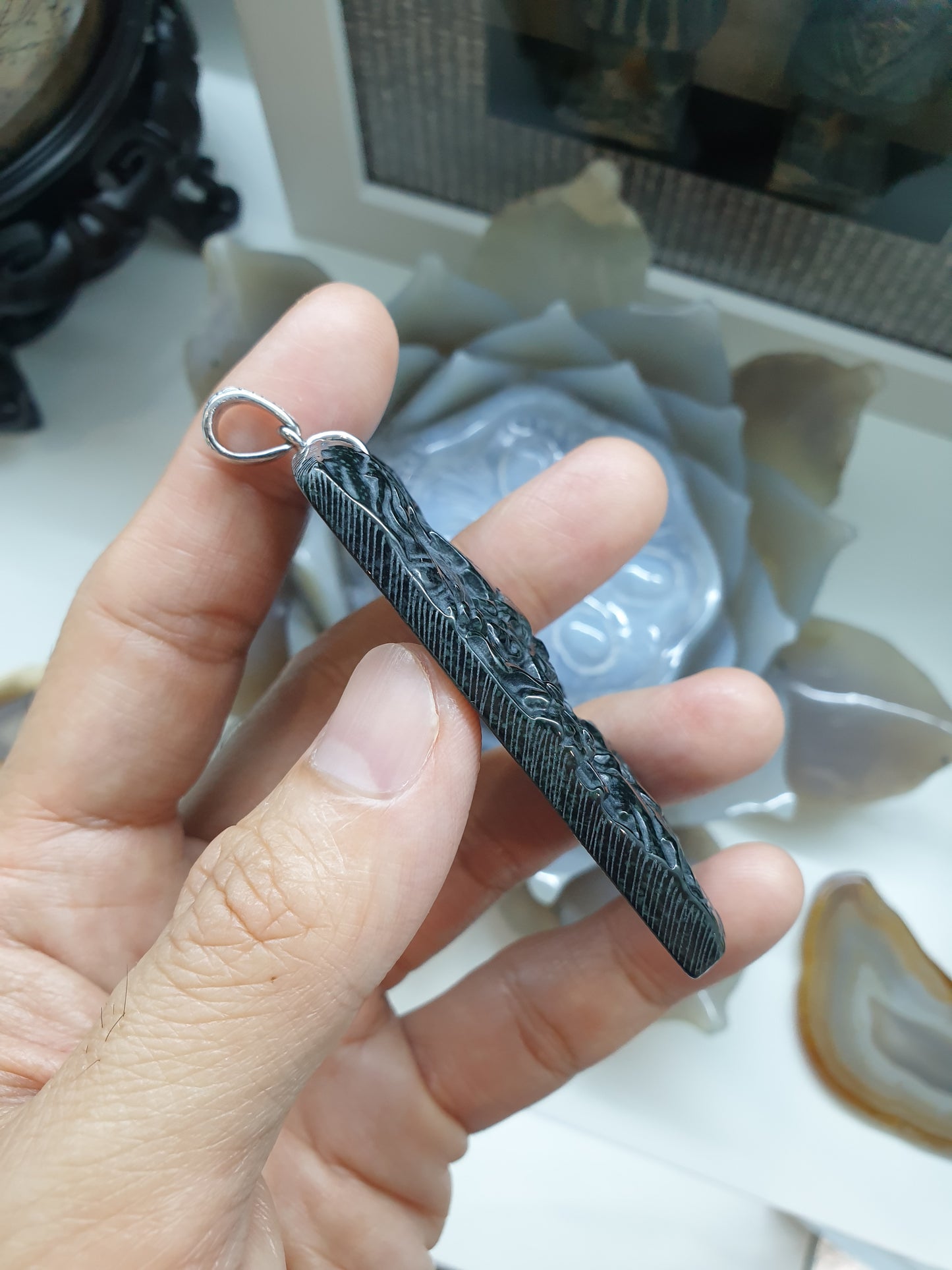 Black Jade Dragon Pendant 🐉| Authentic Jade & Sterling Silver | Giftable Jewelry for Him