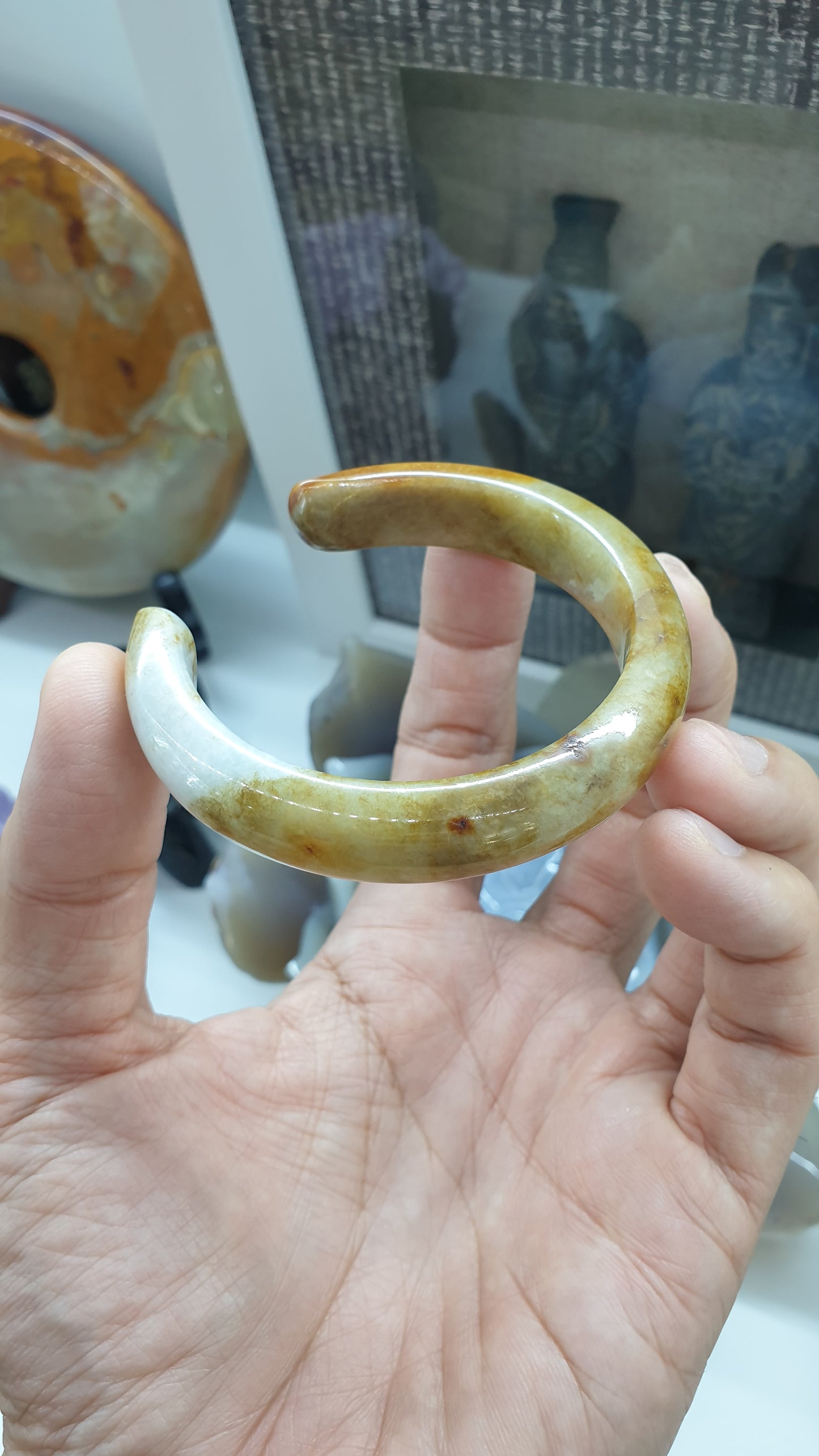 Jade Cuff Bangle Size 56 - 57 Hok Lok Siew Type A Natural Jadeite