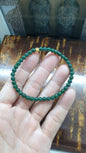 Mininalist Jade Bracelet | 24K Gold Cube | Type A Natural Greenish Blue Jadeite Beads