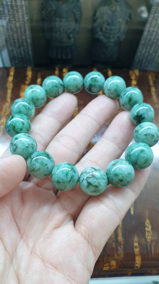Gent's Style Vintage Jade Beads Bracelet 18cm Type A Natural Myanmar Jadeite