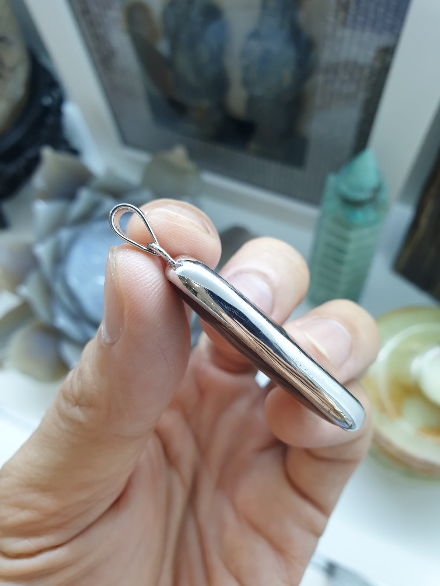 Fire Agate Dog Tag Pendant (Selection) | Natural Stone & Authentic Sterling Silver | His or Hers Gift Idea