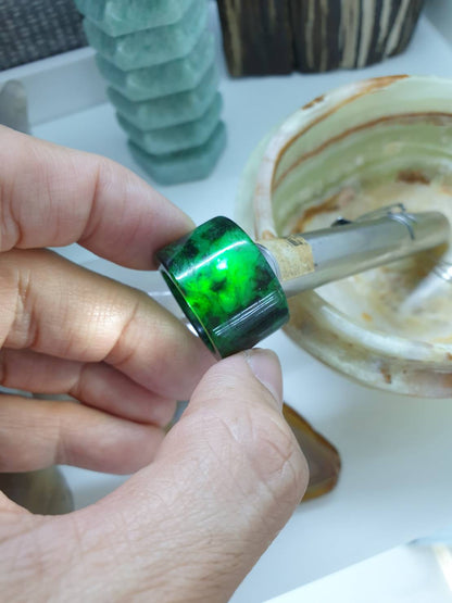 Green Jade Archer's Ring (Size 8.75 US) | Authentic Type A Jadeite | Collector's Piece Jade Accessory