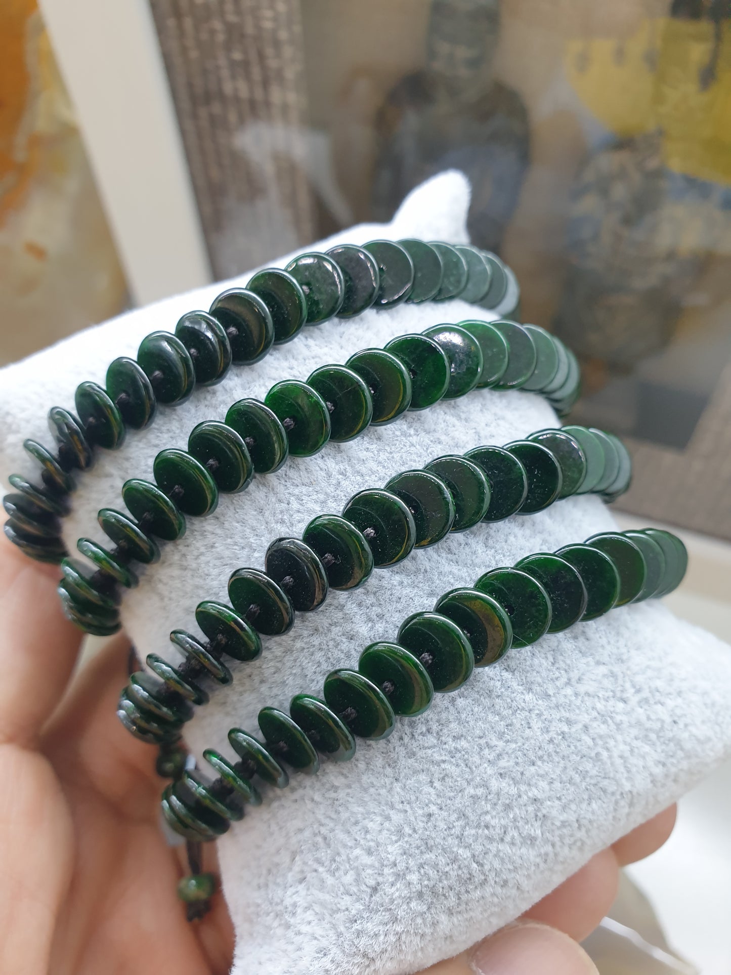 Jade Ping An Kou Beads Woven Bracelet (Adjustable) | Fei Cui - Type A Jadeite | His or Hers Fortune Wrist Candy