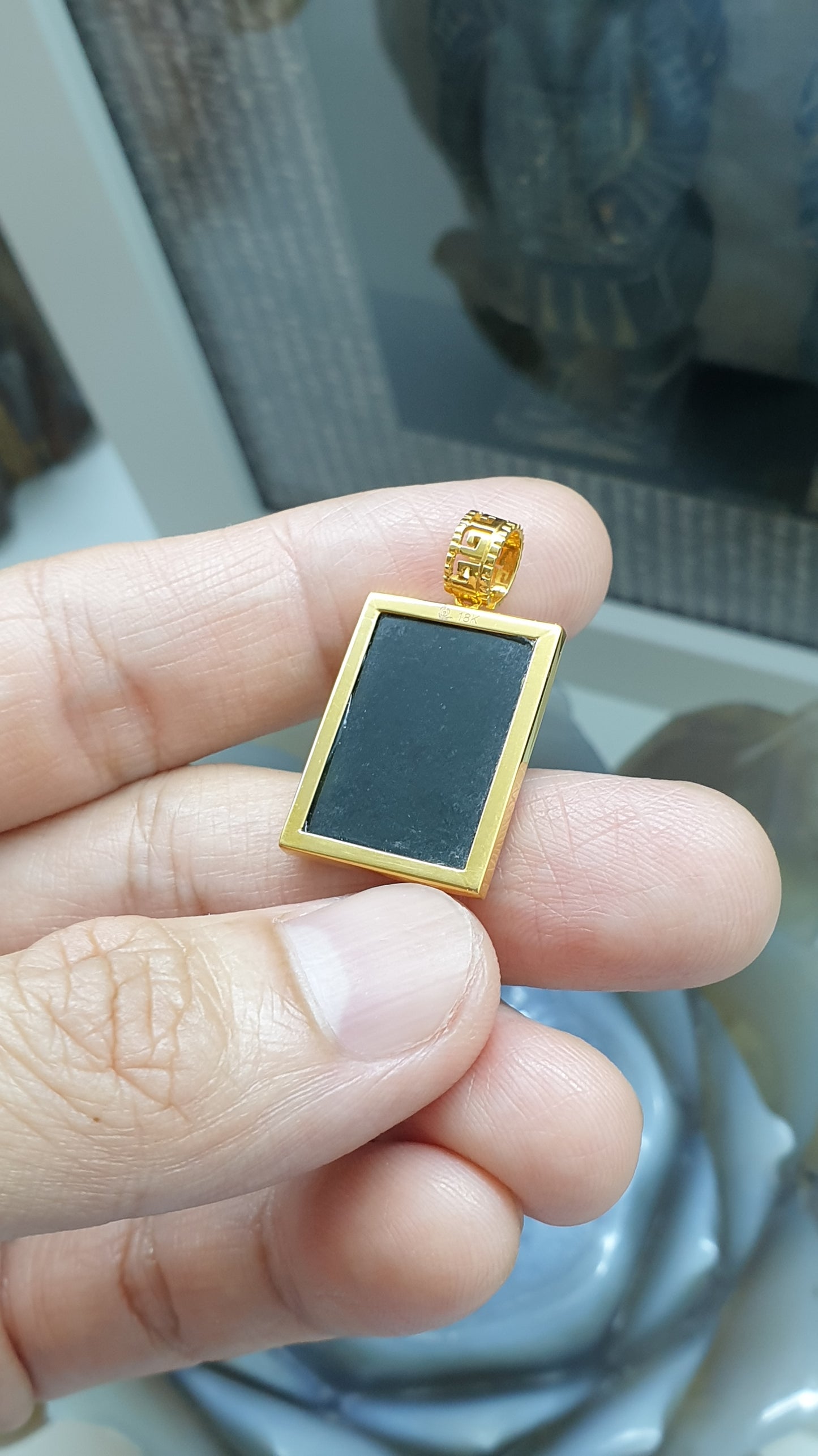 Genuine Black Jade Dragon Pendant 🐉| 18K Gold Setting | Type A Natural Jadeite