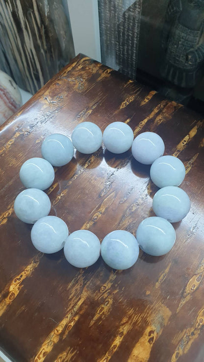 Large Beads Lavender Jade Bracelet (17 cm) | Fei Cui - Type A Jadeite 18 mm Beads | Statement Material Wrist Accessory