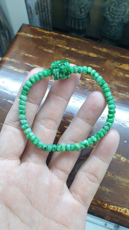 Vintage Jade Abacus Beads & Ru Yi Bracelets (17 cm) | Fei Cui - Type A Natural Jade | His or Hers Luckycharm Wrist Accessory