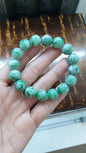 Jade Bracelets 17cm Marbled Green Type Jadeite 13mm Beads