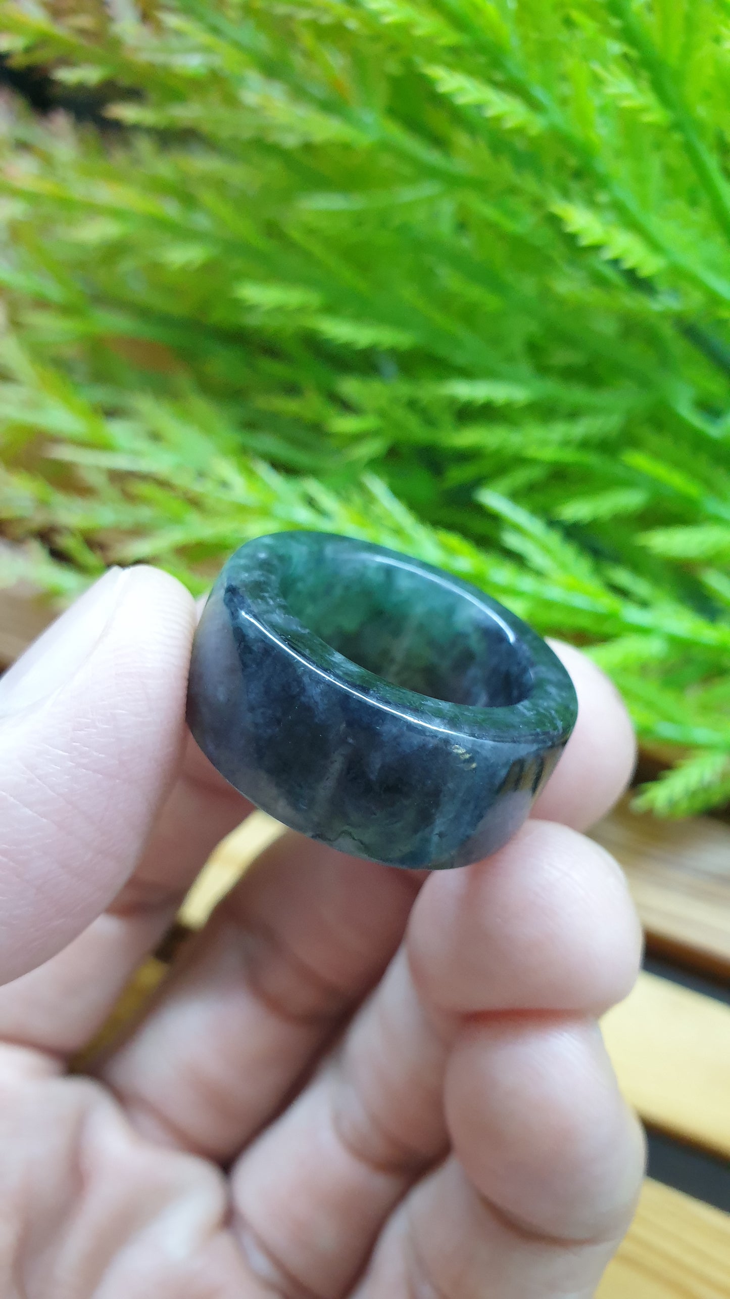 Black Jade Pipe Rings 8.5US Natural Myanmar Jadeite Type A