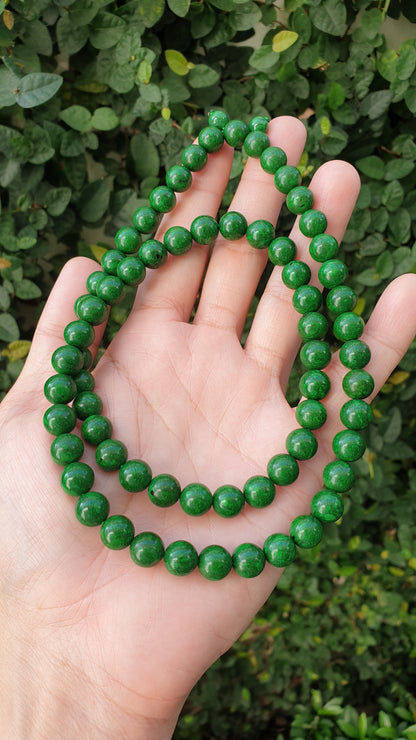 Mawsitsit Jade Beaded Necklace 24inch Fei Cui Type A from Myanmar