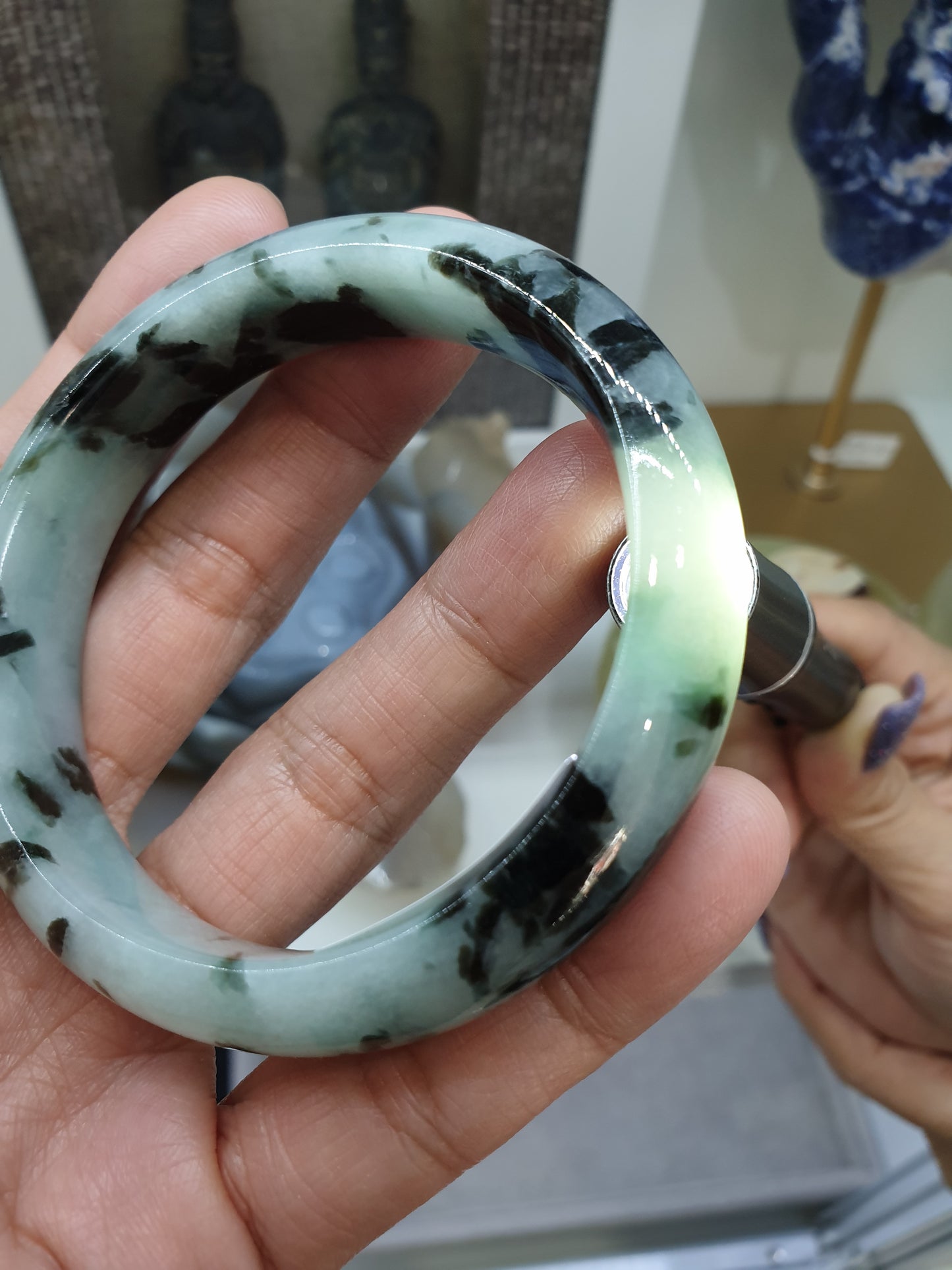 Rare Jadeite Bangles S55.5-59 Natural Lavender Green Black Jade