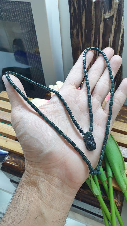 Blue Jade Pixiu Necklace 24inch Natural Deep Blue Jadeite Type A