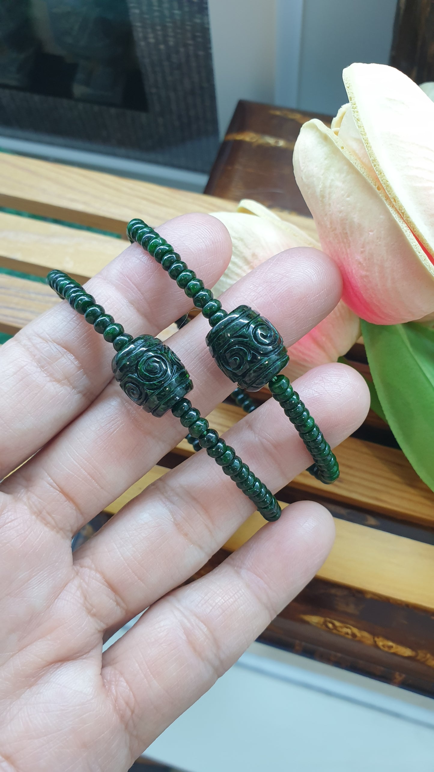 Jade Fortune Magnet Bracelets 17cm Abacus Beads Ru Yi Cylinder Fei Cui Natural Jadeite