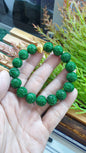 24K Gold Fei Cui Green Jade Ru Yi Beads Bracelet 17cm Type A Natural Myanmar Jadeite