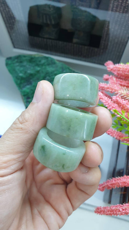 Celadon Green Jade Archers Ring 9.75US 11.25US 12.25US Type A Myanmar Jadeite