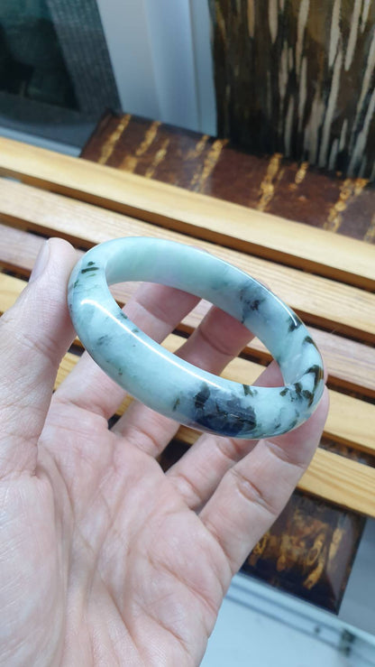 Rare Jadeite Bangles S55.5-59 Natural Lavender Green Black Jade